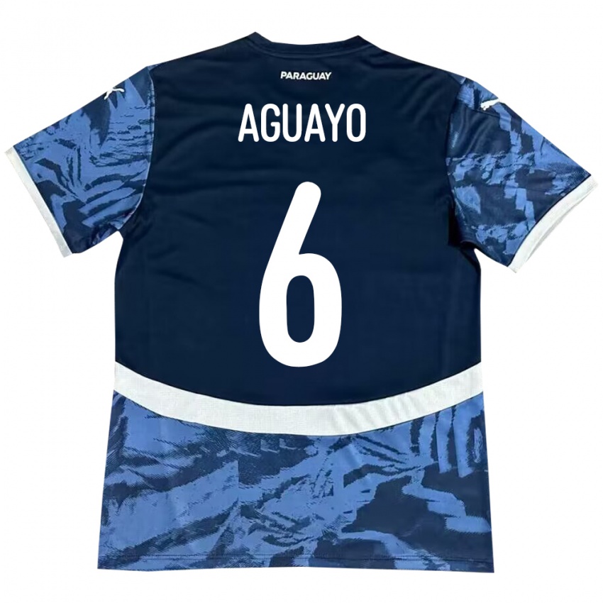 Bambino Maglia Paraguay Ángel Aguayo #6 Blu Kit Gara Away 24-26 Maglietta