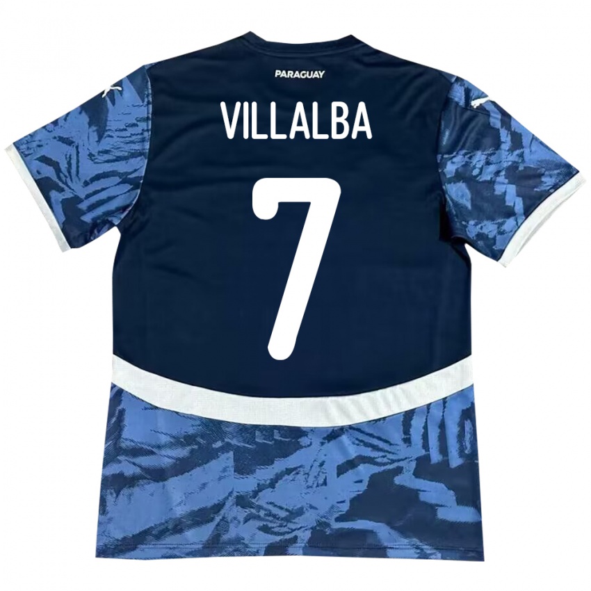 Bambino Maglia Paraguay Rodrigo Villalba #7 Blu Kit Gara Away 24-26 Maglietta