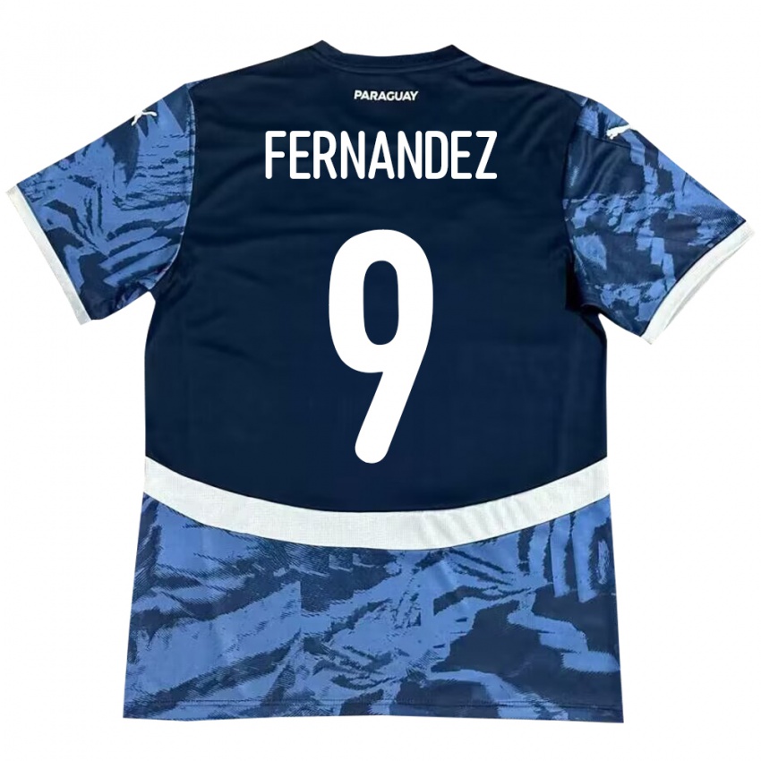 Bambino Maglia Paraguay David Fernández #9 Blu Kit Gara Away 24-26 Maglietta