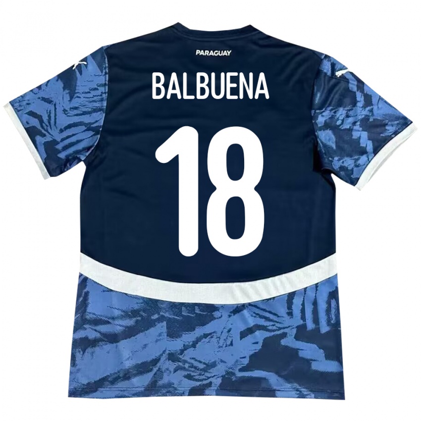 Bambino Maglia Paraguay Axel Balbuena #18 Blu Kit Gara Away 24-26 Maglietta