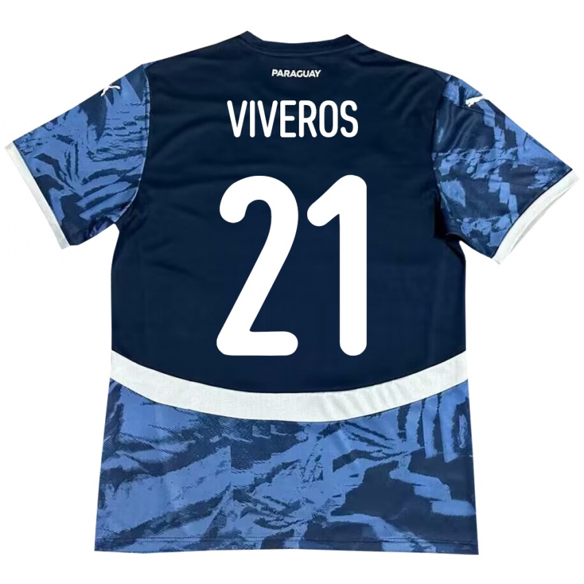 Bambino Maglia Paraguay Fernando Viveros #21 Blu Kit Gara Away 24-26 Maglietta