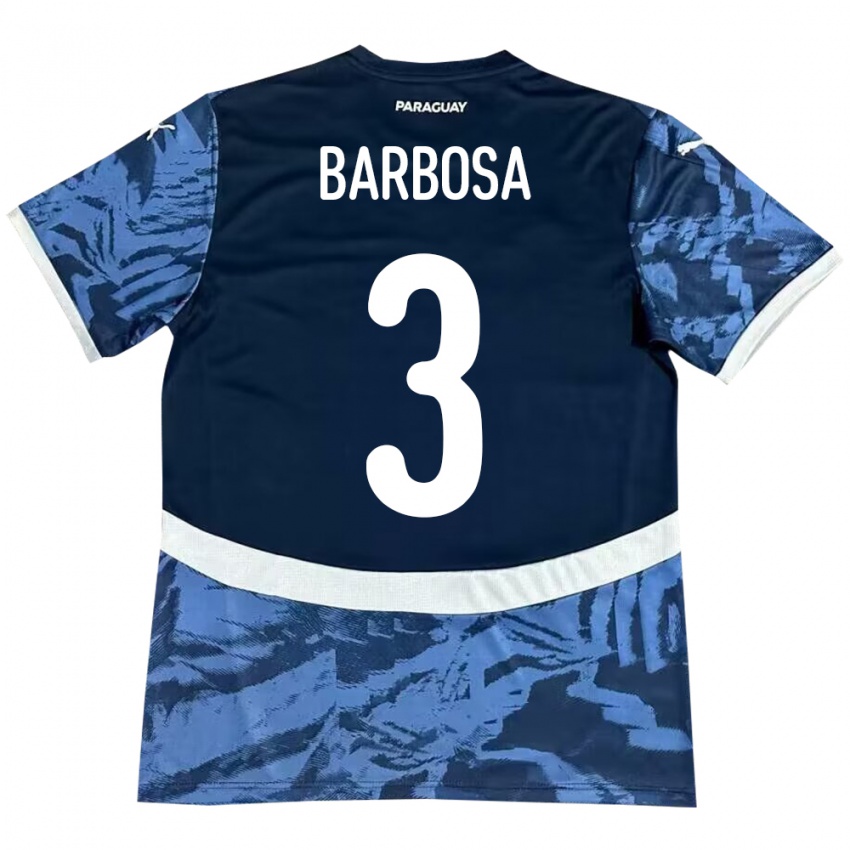 Bambino Maglia Paraguay Camila Barbosa #3 Blu Kit Gara Away 24-26 Maglietta