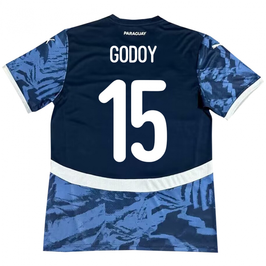 Bambino Maglia Paraguay Fanny Godoy #15 Blu Kit Gara Away 24-26 Maglietta