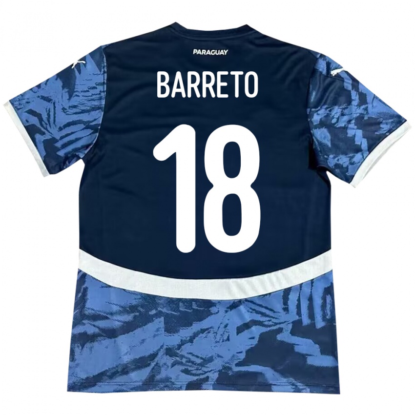 Bambino Maglia Paraguay Liz Barreto #18 Blu Kit Gara Away 24-26 Maglietta