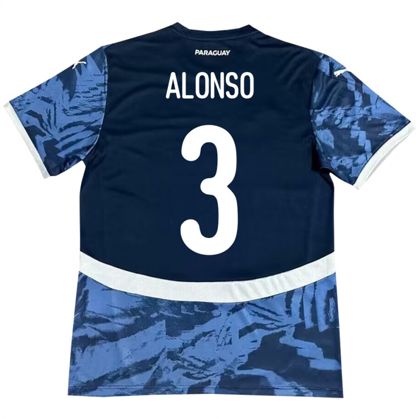 Bambino Maglia Paraguay Lorena Alonso #3 Blu Kit Gara Away 24-26 Maglietta