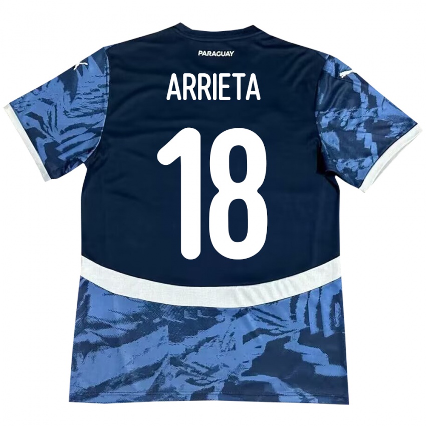 Bambino Maglia Paraguay Camila Arrieta #18 Blu Kit Gara Away 24-26 Maglietta