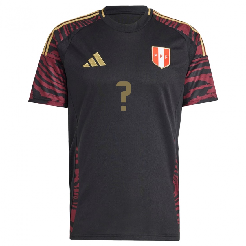 Bambino Maglia Perù Il Tuo Nome #0 Nero Kit Gara Away 24-26 Maglietta