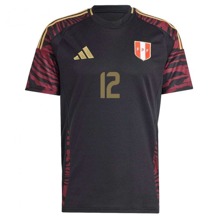 Bambino Maglia Perù Jhefferson Rodríguez #12 Nero Kit Gara Away 24-26 Maglietta