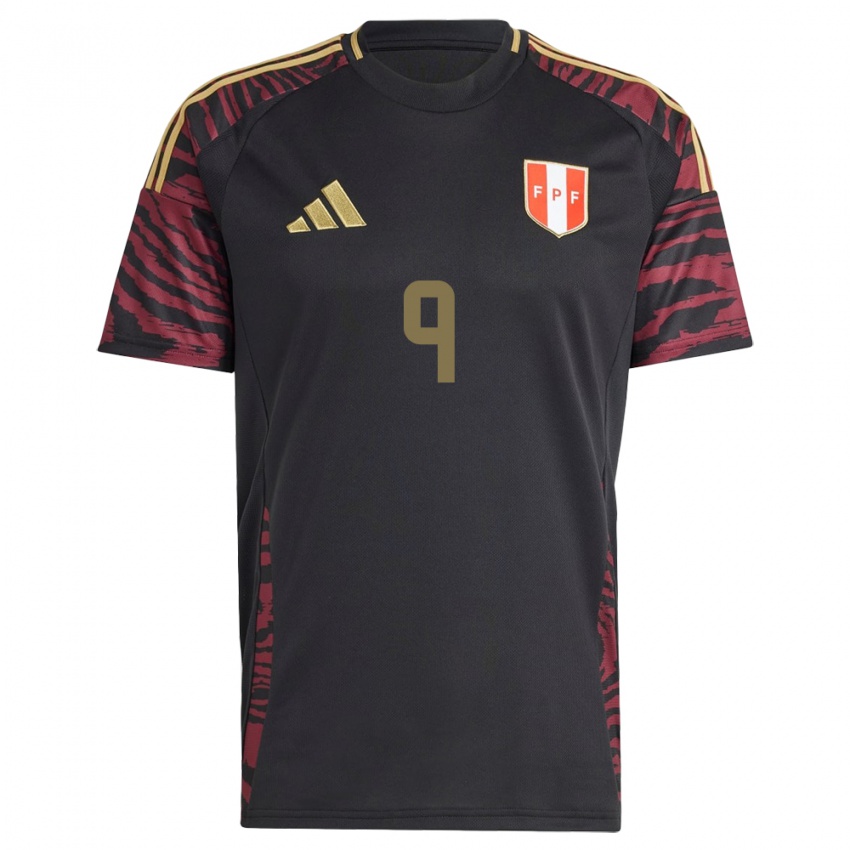 Bambino Maglia Perù Paolo Guerrero #9 Nero Kit Gara Away 24-26 Maglietta