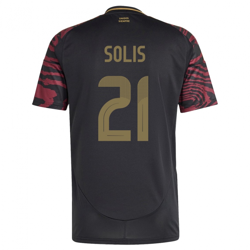 Bambino Maglia Perù Renato Solís #21 Nero Kit Gara Away 24-26 Maglietta