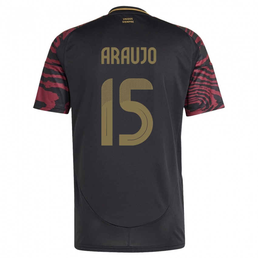 Bambino Maglia Perù Miguel Araujo #15 Nero Kit Gara Away 24-26 Maglietta