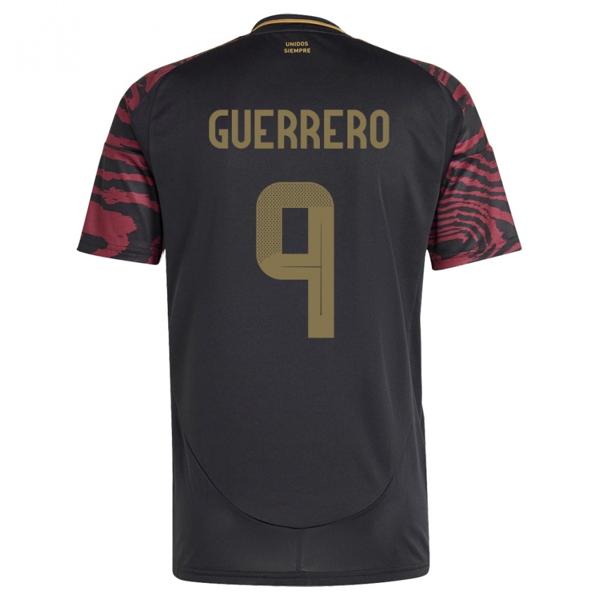 Bambino Maglia Perù Paolo Guerrero #9 Nero Kit Gara Away 24-26 Maglietta