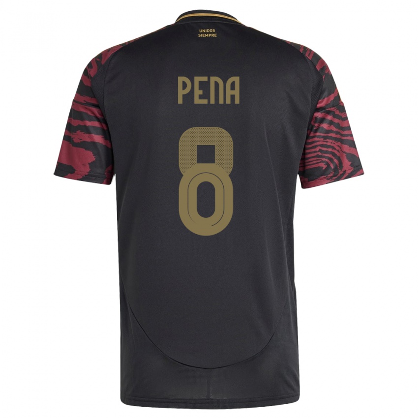 Bambino Maglia Perù Sergio Peña #8 Nero Kit Gara Away 24-26 Maglietta