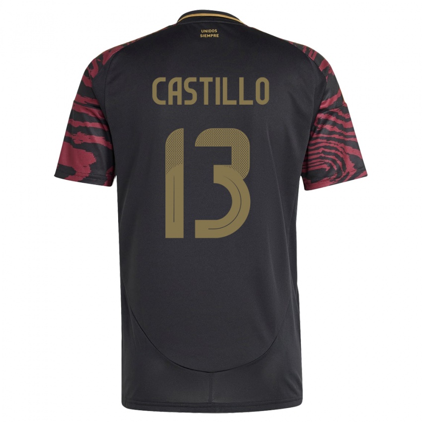 Bambino Maglia Perù Jesús Castillo #13 Nero Kit Gara Away 24-26 Maglietta