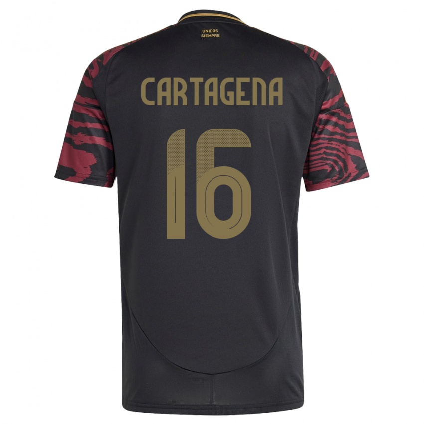 Bambino Maglia Perù Wilder Cartagena #16 Nero Kit Gara Away 24-26 Maglietta