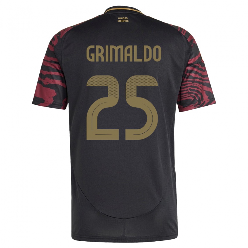 Bambino Maglia Perù Joao Grimaldo #25 Nero Kit Gara Away 24-26 Maglietta