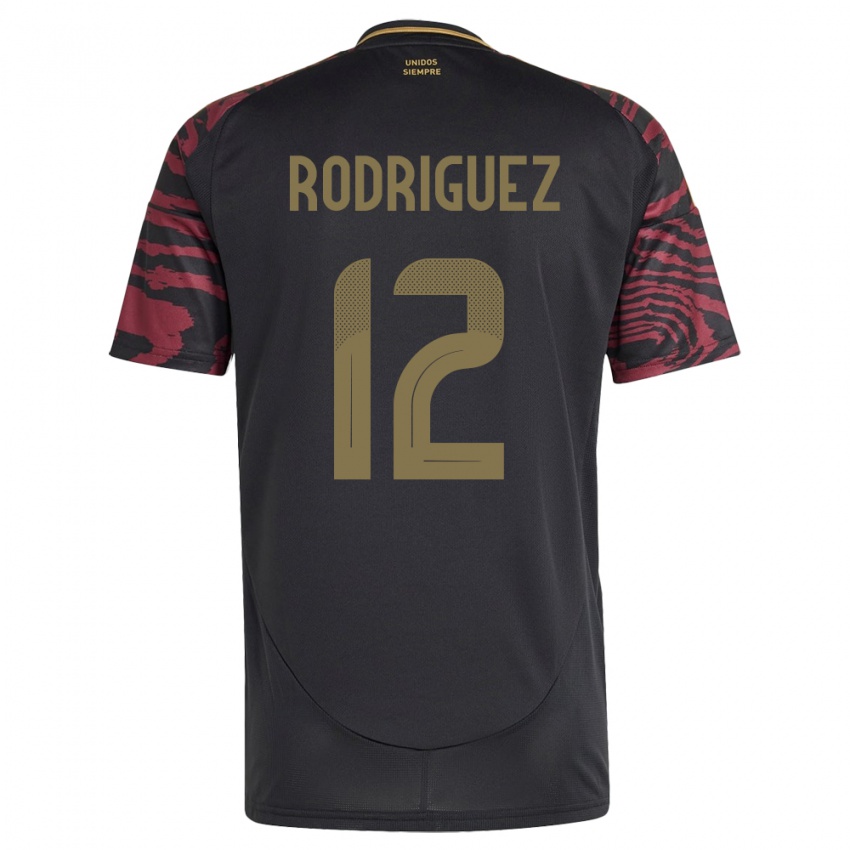 Bambino Maglia Perù Jhefferson Rodríguez #12 Nero Kit Gara Away 24-26 Maglietta