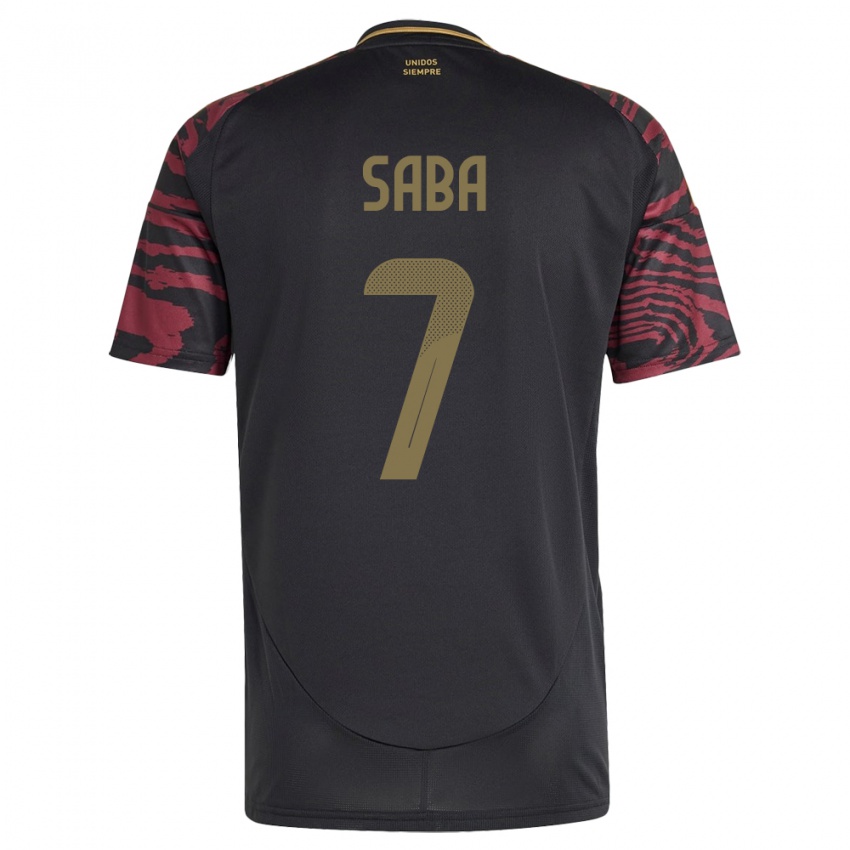 Bambino Maglia Perù Emilio Saba #7 Nero Kit Gara Away 24-26 Maglietta