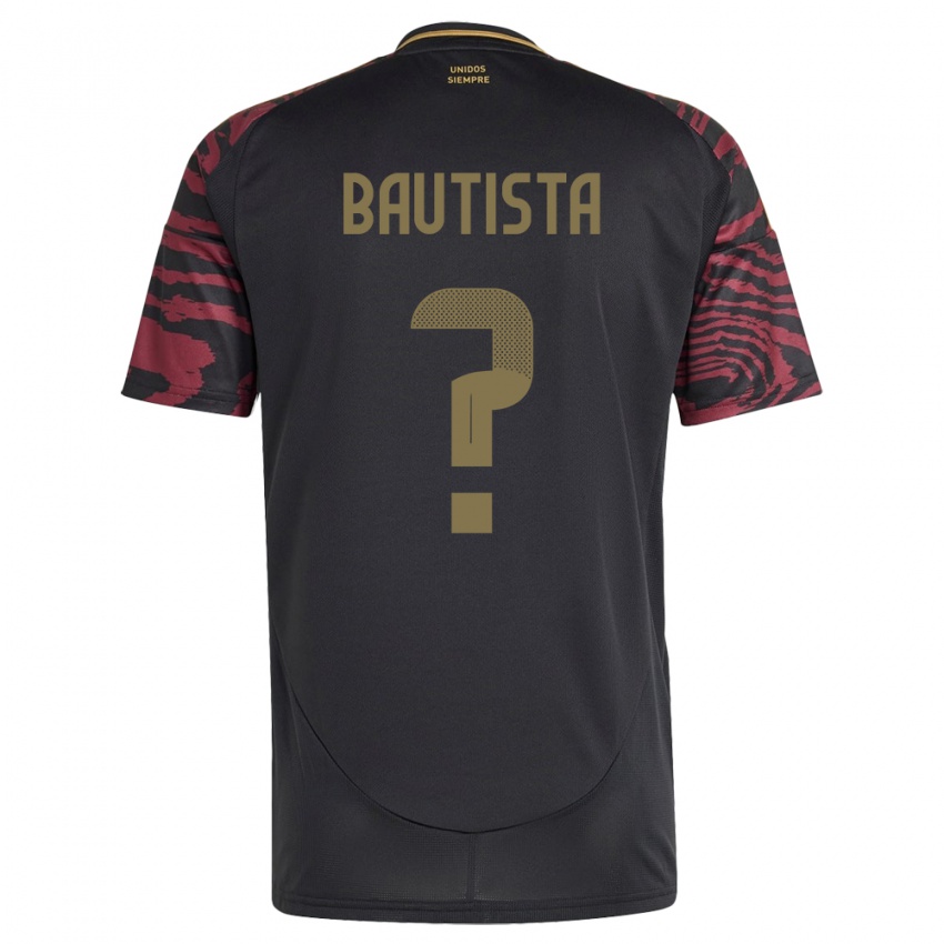 Bambino Maglia Perù César Bautista #0 Nero Kit Gara Away 24-26 Maglietta