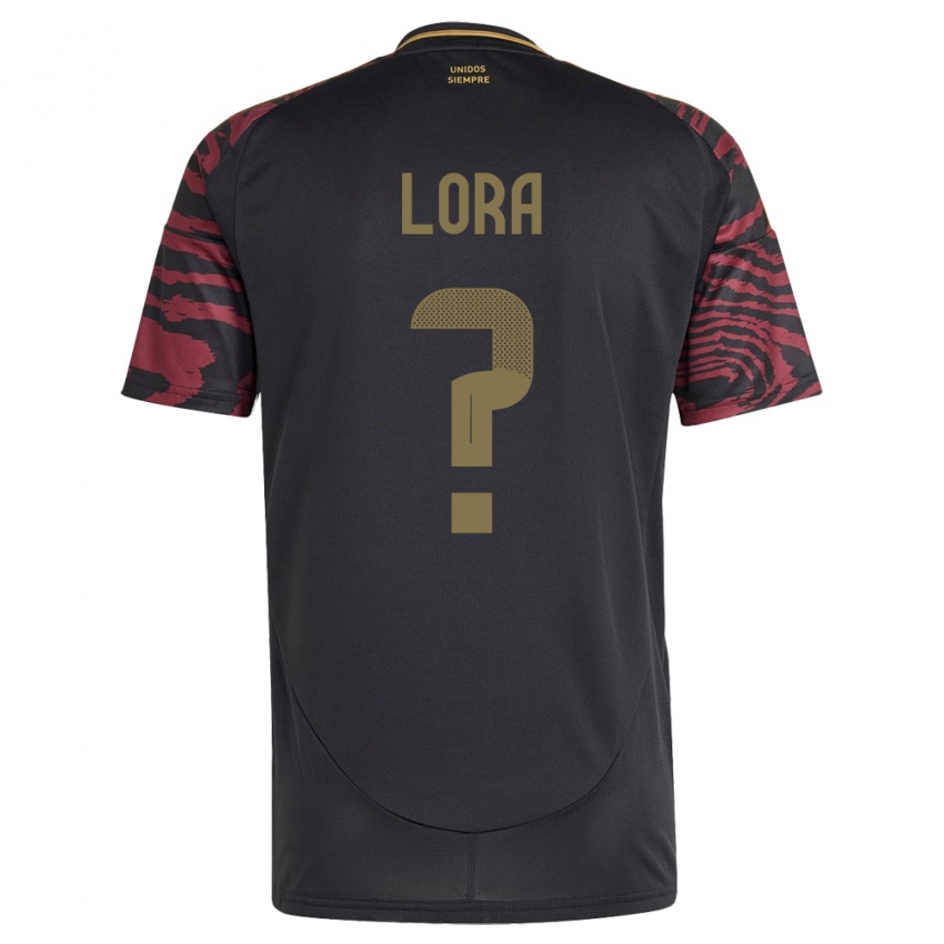 Bambino Maglia Perù Fabrizio Lora #0 Nero Kit Gara Away 24-26 Maglietta