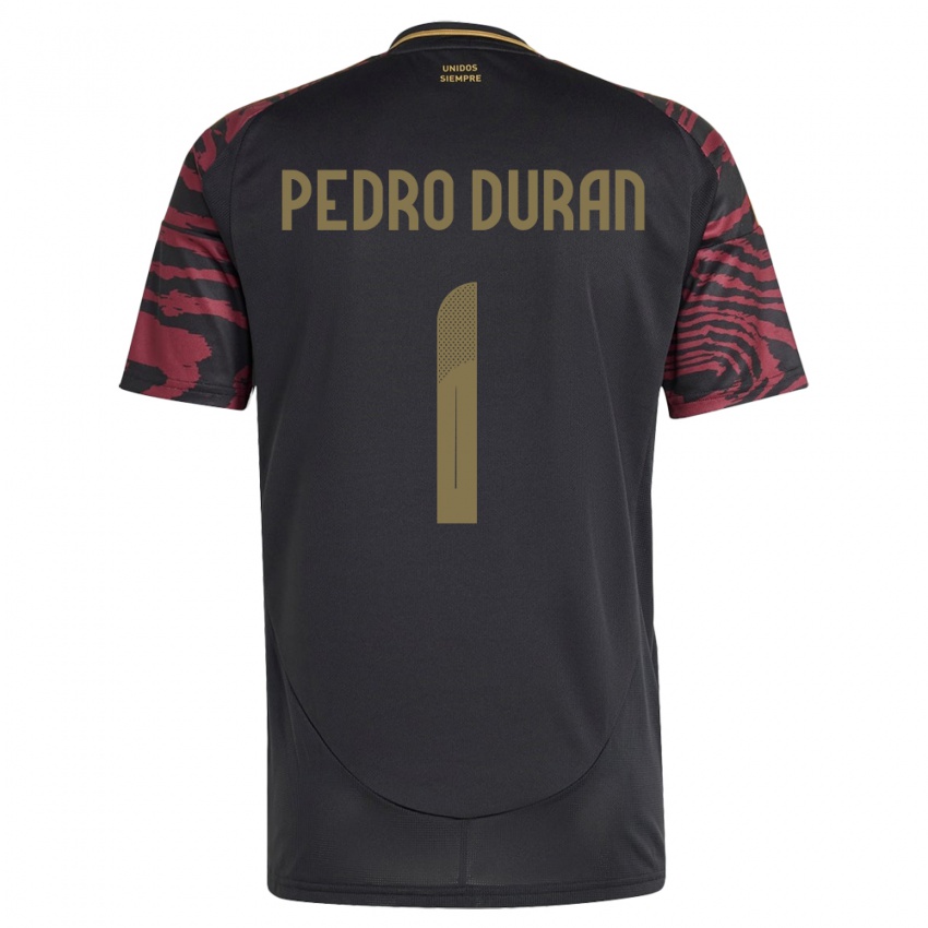 Bambino Maglia Perù Juan Pedro Durán #1 Nero Kit Gara Away 24-26 Maglietta