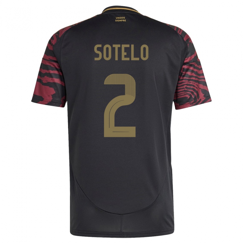 Bambino Maglia Perù Ghian Sotelo #2 Nero Kit Gara Away 24-26 Maglietta