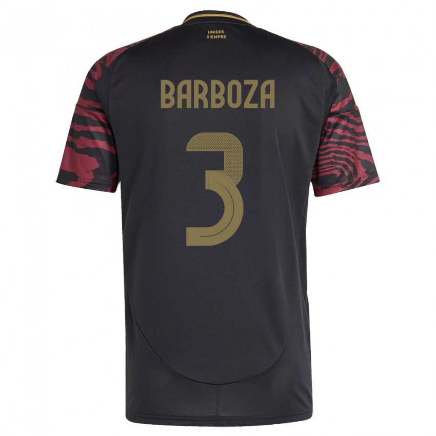 Bambino Maglia Perù Matías Barboza #3 Nero Kit Gara Away 24-26 Maglietta