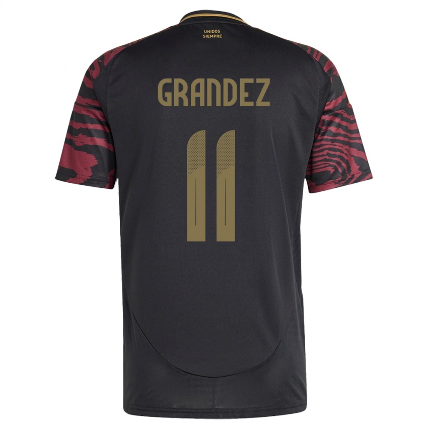 Bambino Maglia Perù Guillermo Grández #11 Nero Kit Gara Away 24-26 Maglietta