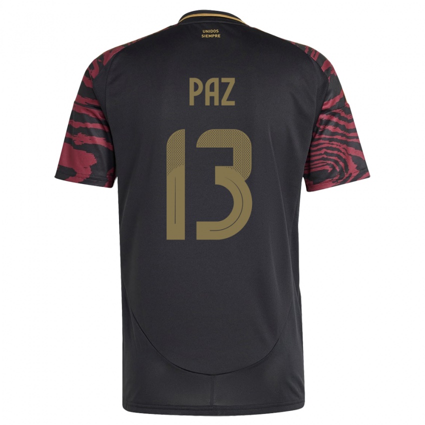 Bambino Maglia Perù Braidy Paz #13 Nero Kit Gara Away 24-26 Maglietta