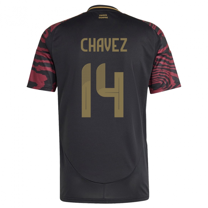 Bambino Maglia Perù Felipe Chávez #14 Nero Kit Gara Away 24-26 Maglietta