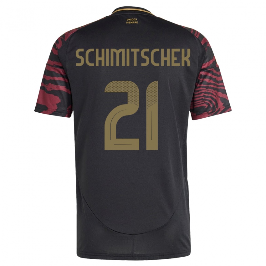 Bambino Maglia Perù Ian Schimitschek #21 Nero Kit Gara Away 24-26 Maglietta