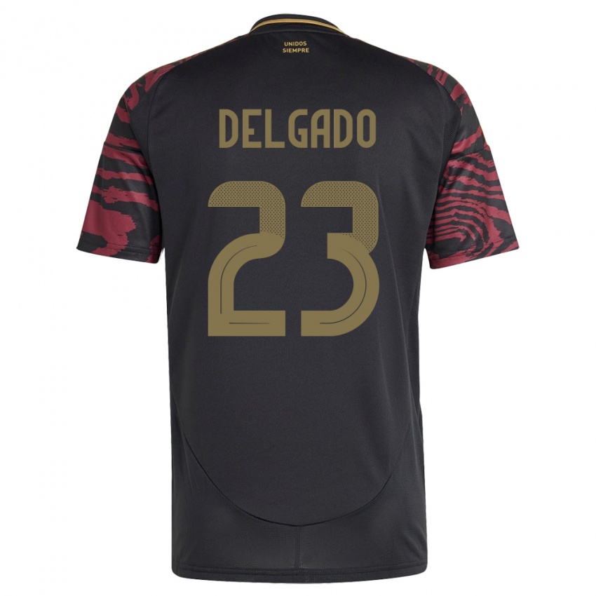 Bambino Maglia Perù Valentino Delgado #23 Nero Kit Gara Away 24-26 Maglietta