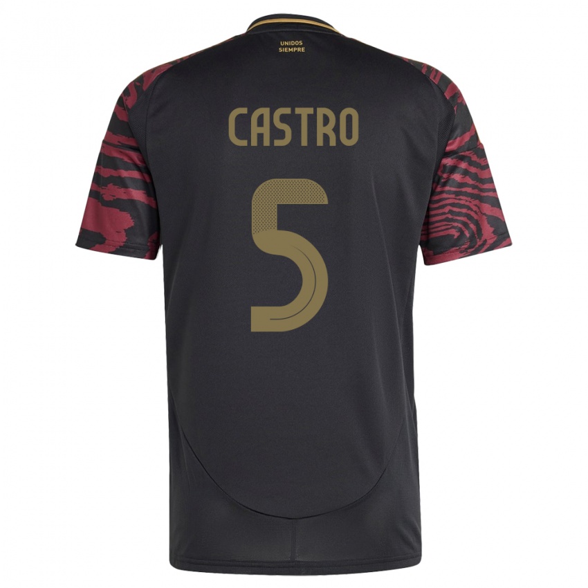 Bambino Maglia Perù Rosa Castro #5 Nero Kit Gara Away 24-26 Maglietta