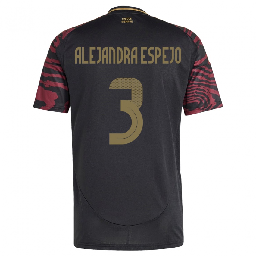 Bambino Maglia Perù María Alejandra Espejo #3 Nero Kit Gara Away 24-26 Maglietta