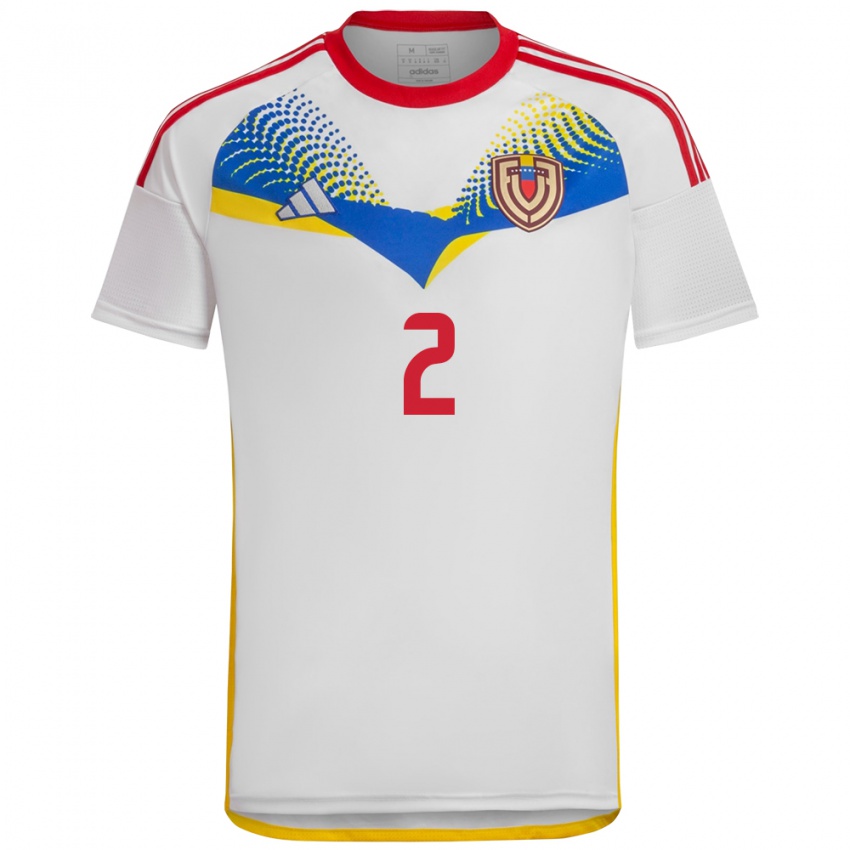 Bambino Maglia Venezuela Carlos Vivas #2 Bianco Kit Gara Away 24-26 Maglietta