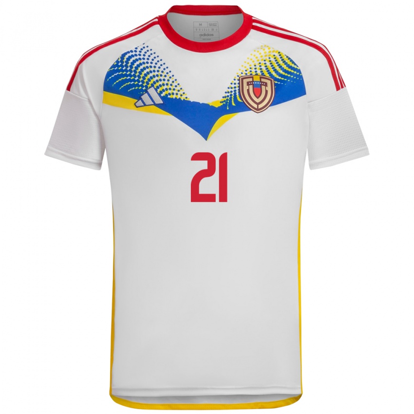 Bambino Maglia Venezuela Alexander González #21 Bianco Kit Gara Away 24-26 Maglietta