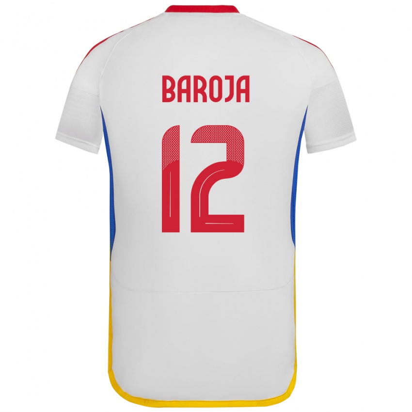 Bambino Maglia Venezuela Alain Baroja #12 Bianco Kit Gara Away 24-26 Maglietta