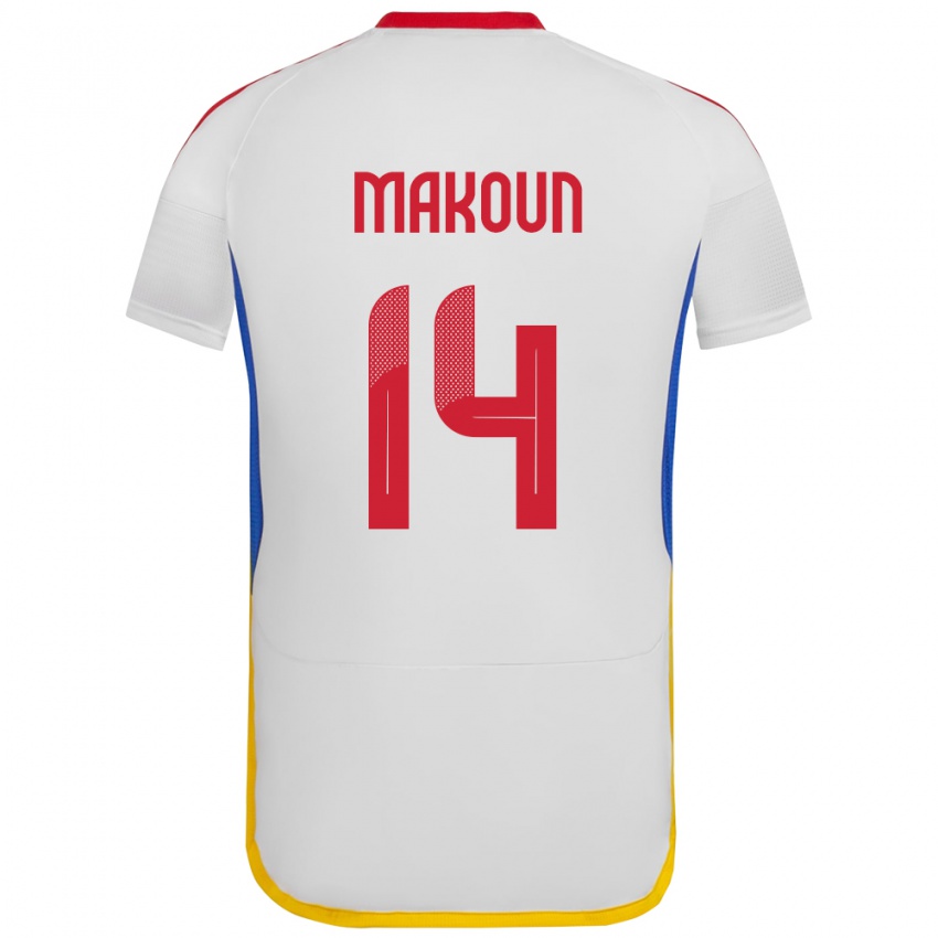 Bambino Maglia Venezuela Christian Makoun #14 Bianco Kit Gara Away 24-26 Maglietta