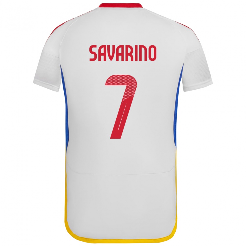 Bambino Maglia Venezuela Jefferson Savarino #7 Bianco Kit Gara Away 24-26 Maglietta