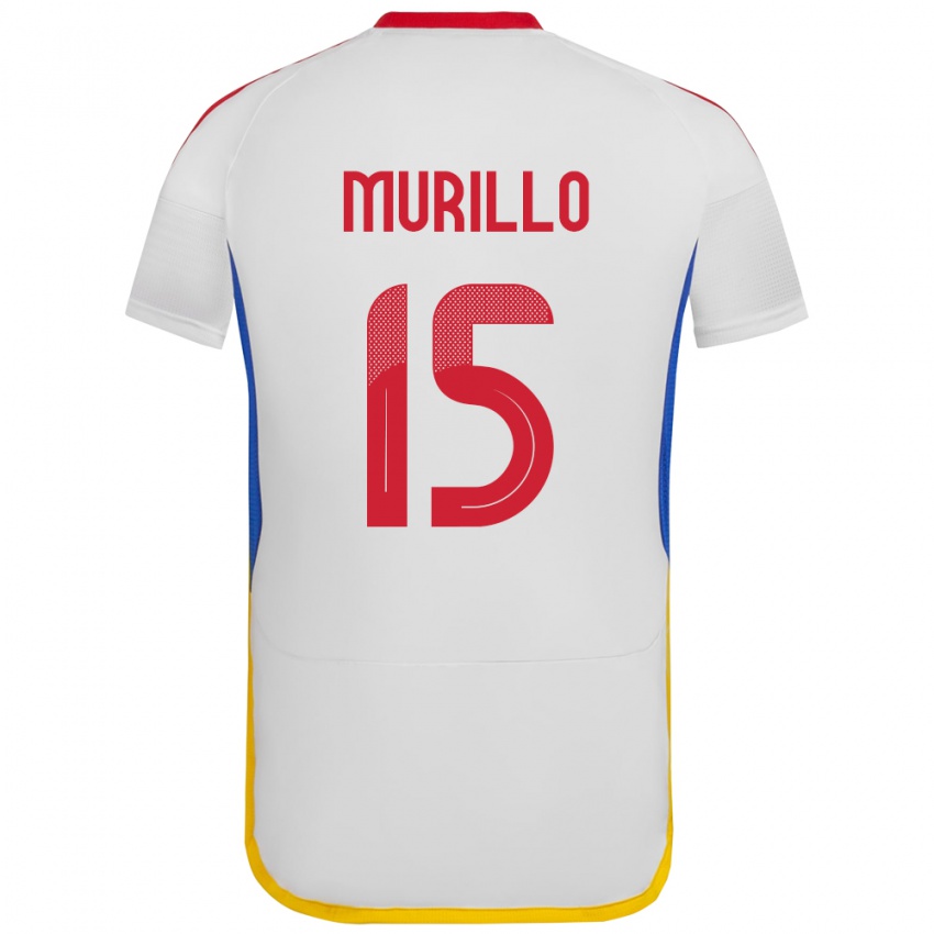 Bambino Maglia Venezuela Jhon Murillo #15 Bianco Kit Gara Away 24-26 Maglietta