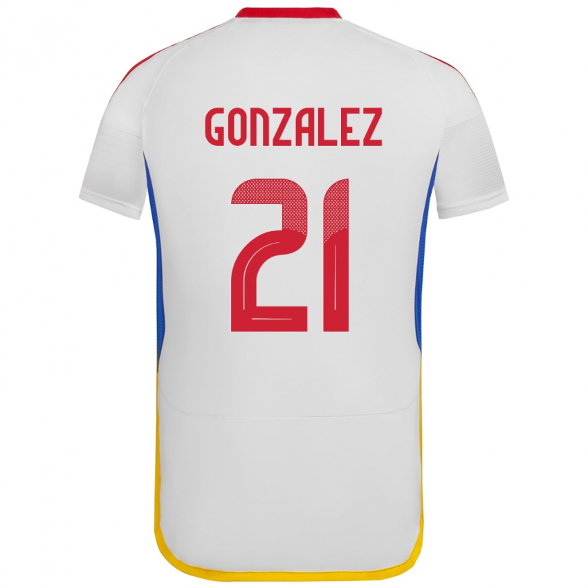 Bambino Maglia Venezuela Alexander González #21 Bianco Kit Gara Away 24-26 Maglietta