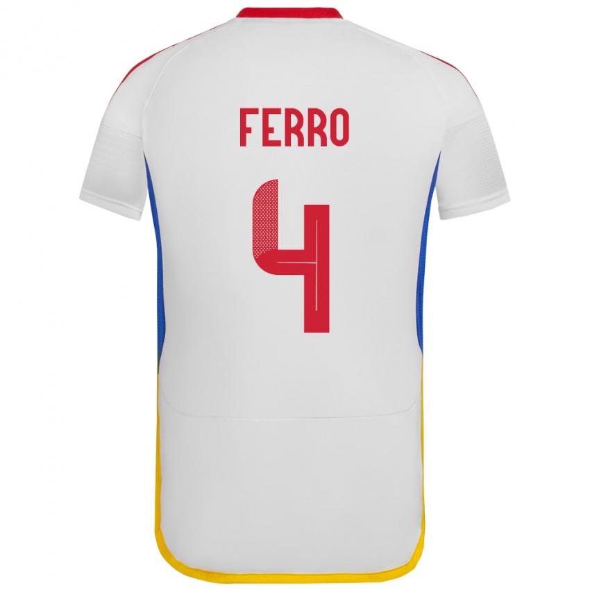 Bambino Maglia Venezuela Andrés Ferro #4 Bianco Kit Gara Away 24-26 Maglietta