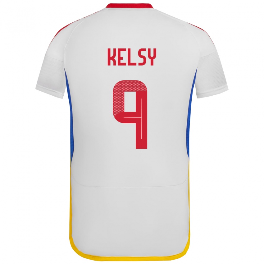 Bambino Maglia Venezuela Kevin Kelsy #9 Bianco Kit Gara Away 24-26 Maglietta