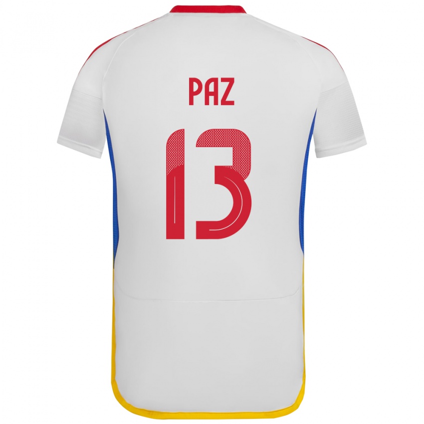 Bambino Maglia Venezuela Jesús Paz #13 Bianco Kit Gara Away 24-26 Maglietta