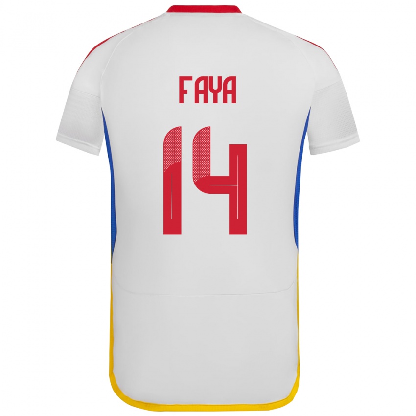 Bambino Maglia Venezuela Carlos Faya #14 Bianco Kit Gara Away 24-26 Maglietta