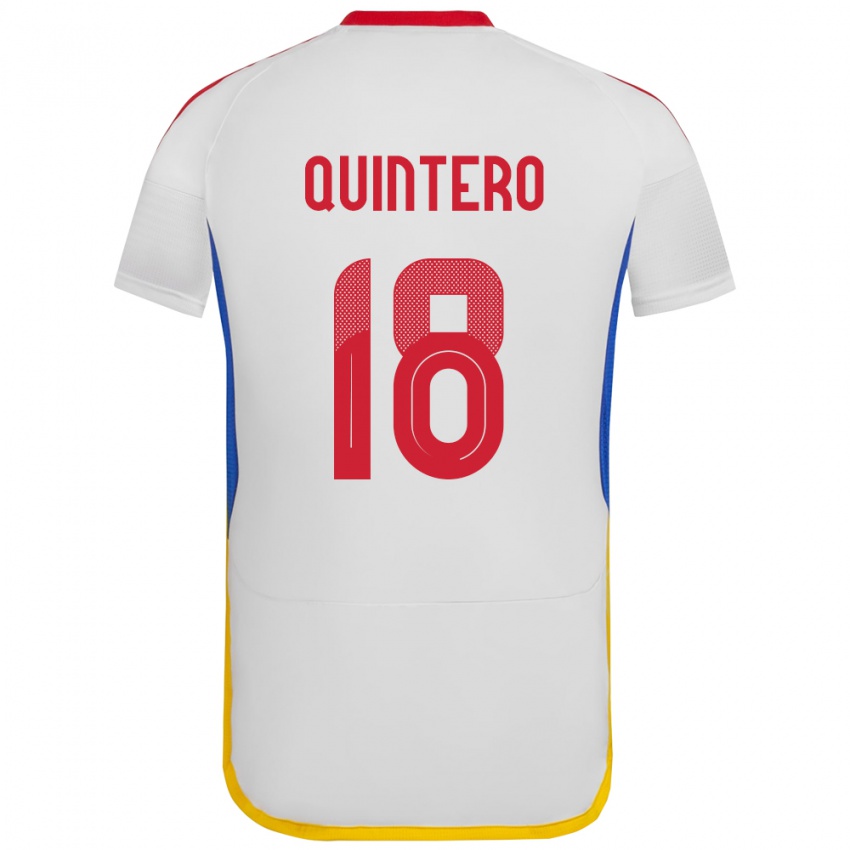 Bambino Maglia Venezuela Jesús Quintero #18 Bianco Kit Gara Away 24-26 Maglietta