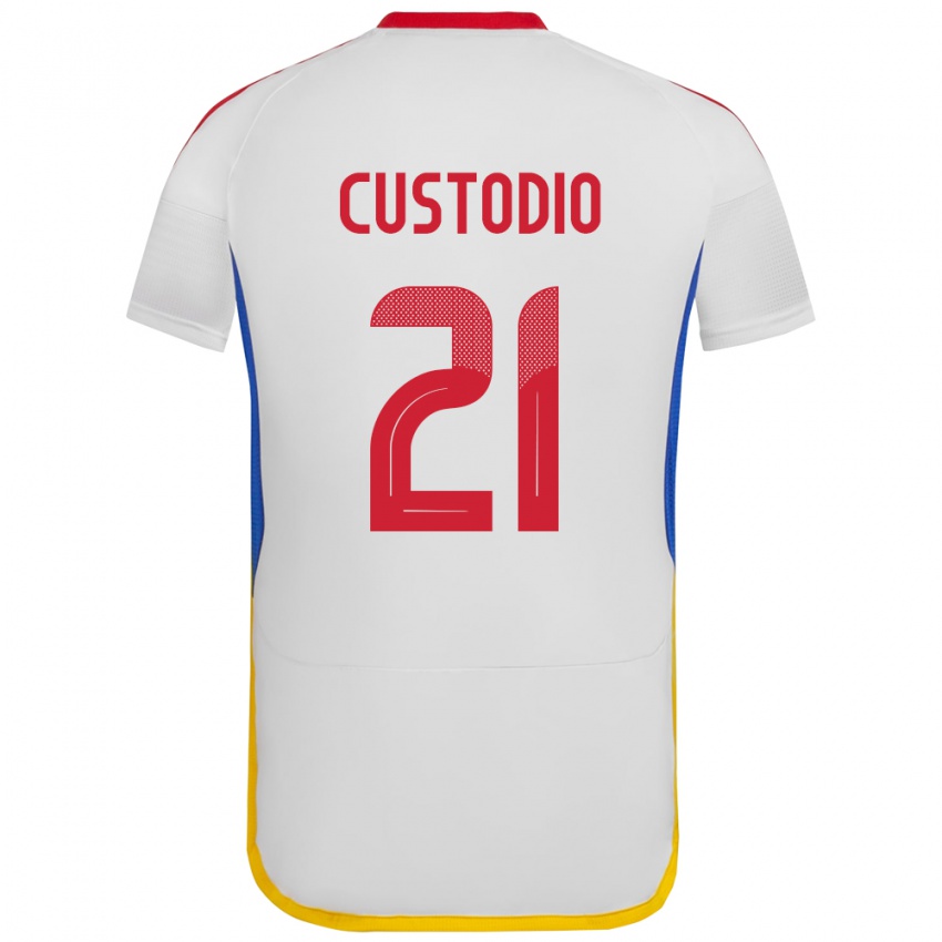 Bambino Maglia Venezuela Alex Custodio #21 Bianco Kit Gara Away 24-26 Maglietta