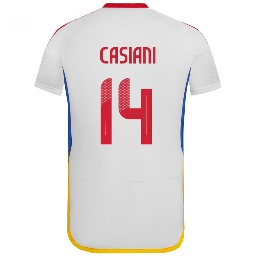 Bambino Maglia Venezuela Luis Casiani #14 Bianco Kit Gara Away 24-26 Maglietta