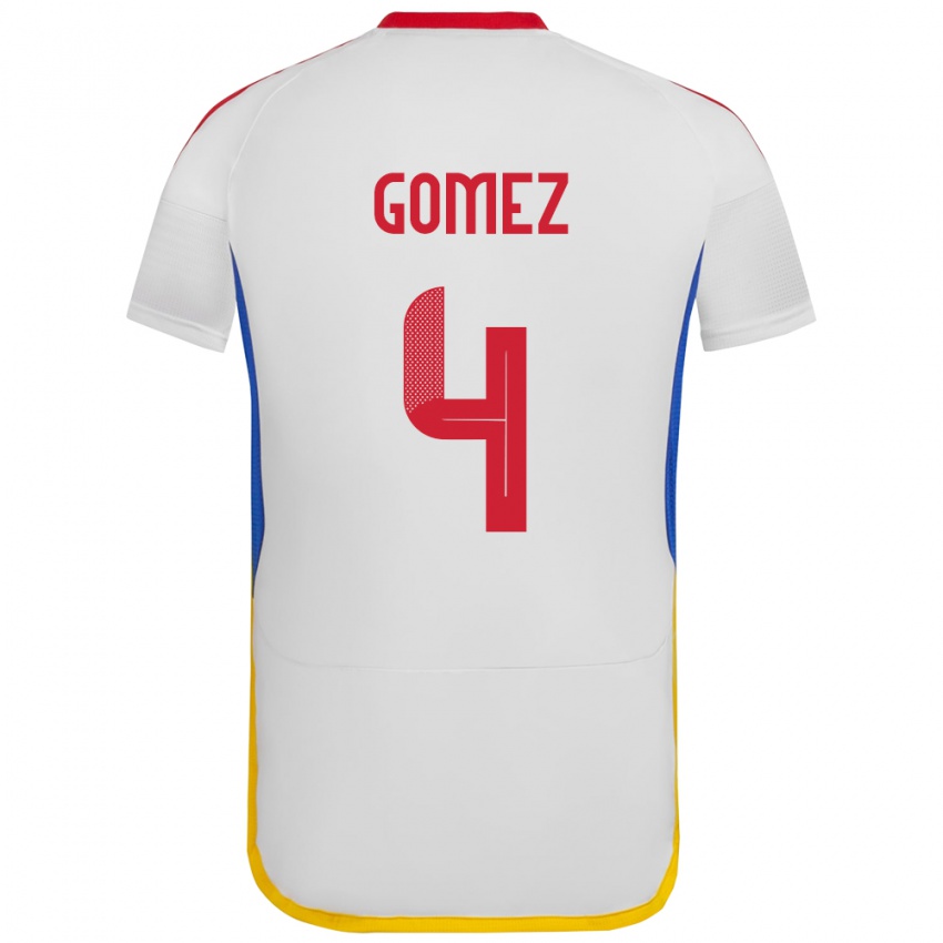 Bambino Maglia Venezuela Santiago Gómez #4 Bianco Kit Gara Away 24-26 Maglietta