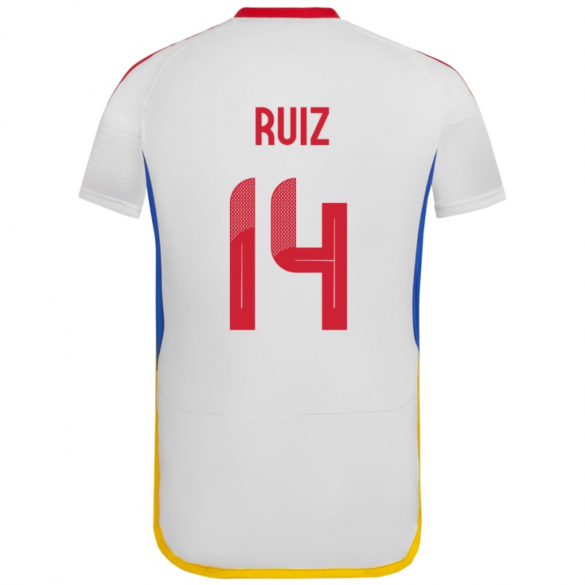 Bambino Maglia Venezuela Maicol Ruiz #14 Bianco Kit Gara Away 24-26 Maglietta